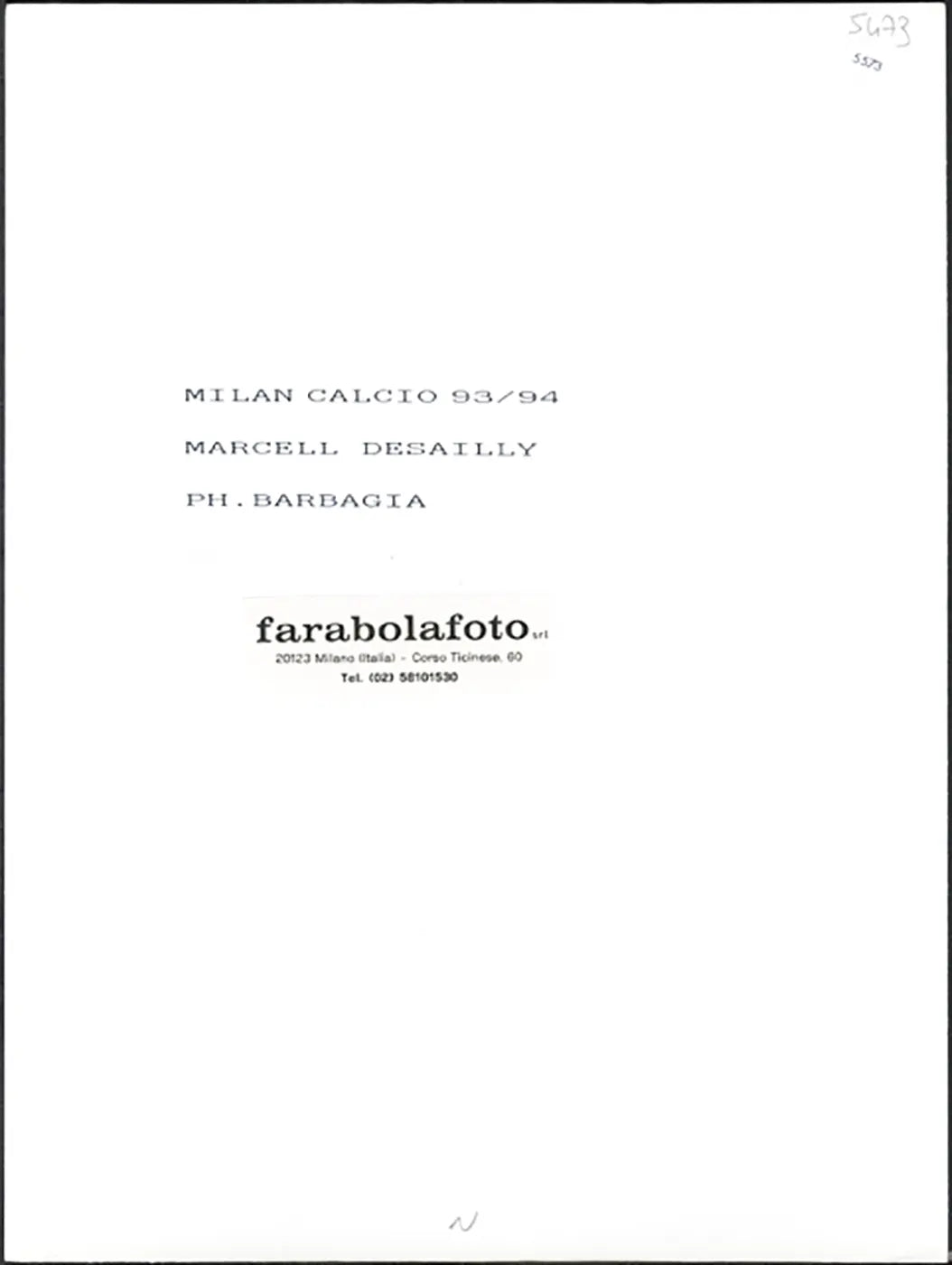 Milan Desailly stagione 1993 - 1994 Ft 5573 - Stampa 24x18 cm - Farabola Stampa ai sali d'argento