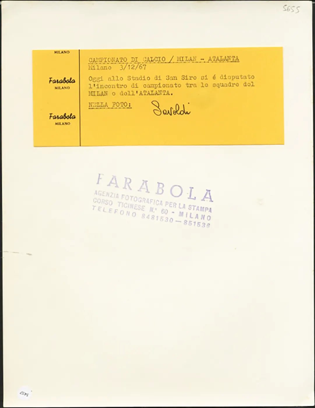 Milan Giuseppe Savoldi 1967 Ft 5457 - Stampa 21x27 cm - Farabola Stampa ai sali d'argento