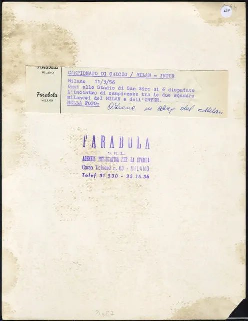 Milan - Inter Serie A 1956 Ft 4351 - Stampa 21x27 cm - Farabola Stampa ai sali d'argento