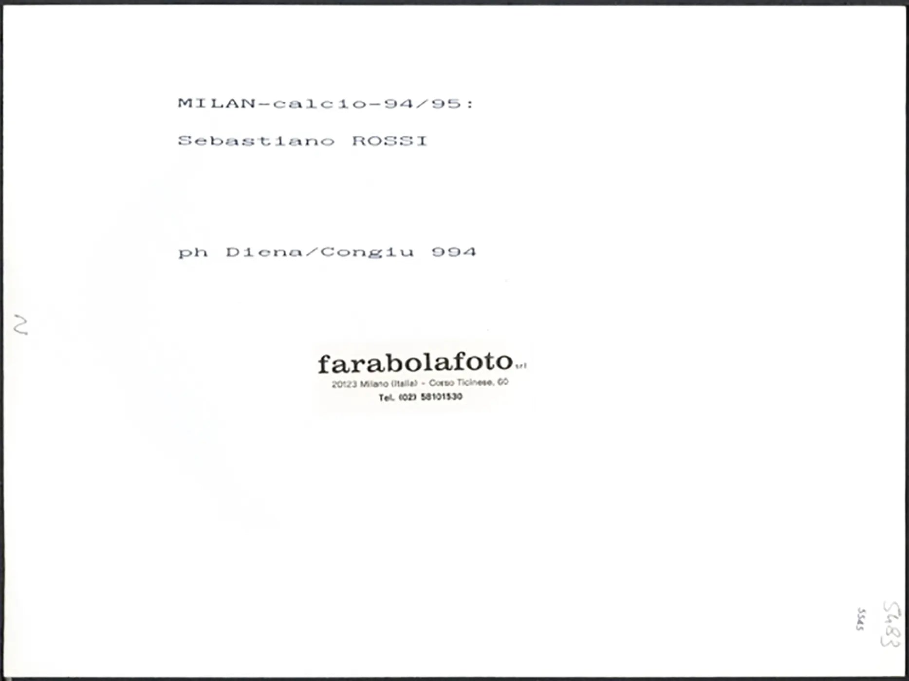 Milan Parata di Sebastiano Rossi 1994 - 1995 Ft 5545 - Stampa 24x18 cm - Farabola Stampa ai sali d'argento