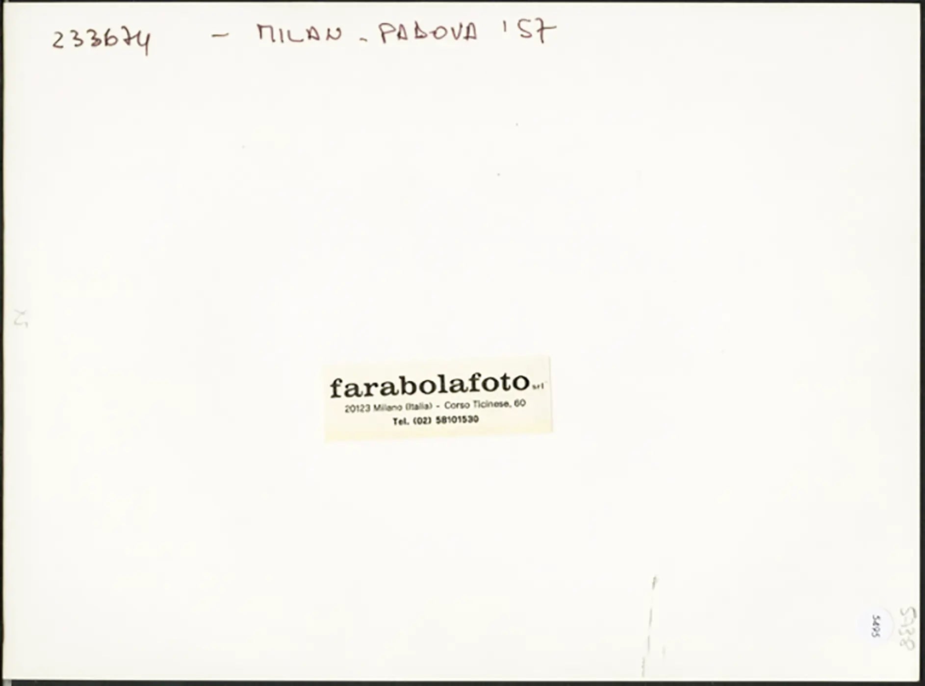 Milan vs Padova 1957 Ft 5495 - Stampa 24x18 cm - Farabola Stampa ai sali d'argento (anni 90)