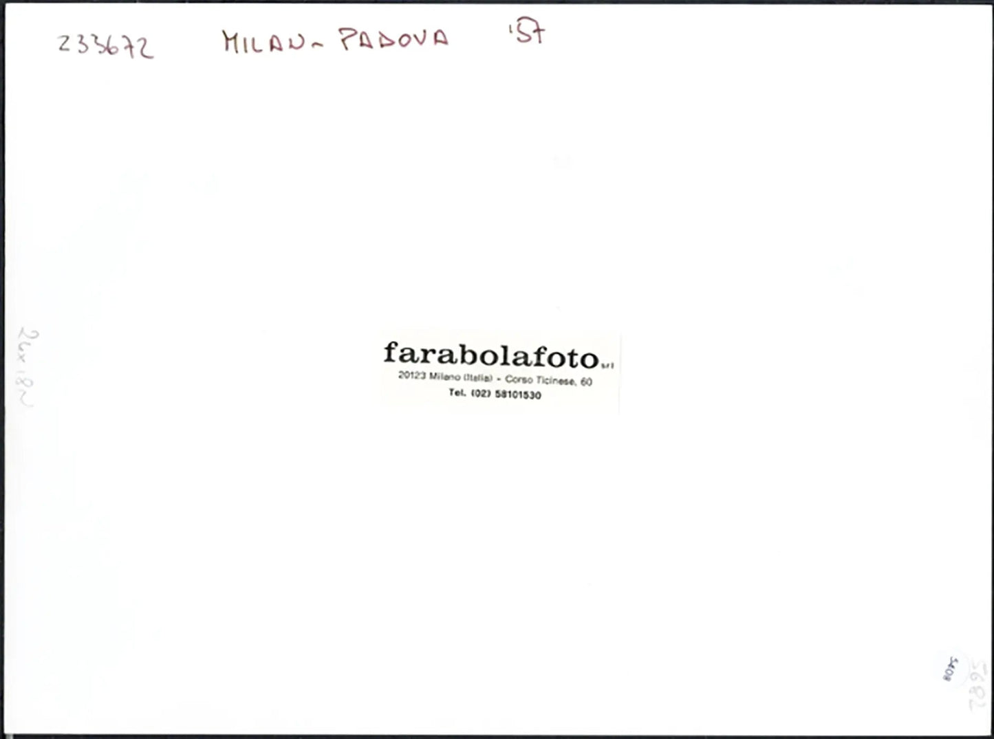 Milan vs Parma 1957 Ft 5408 - Stampa 24x18 cm - Farabola Stampa ai sali d'argento (anni 90)