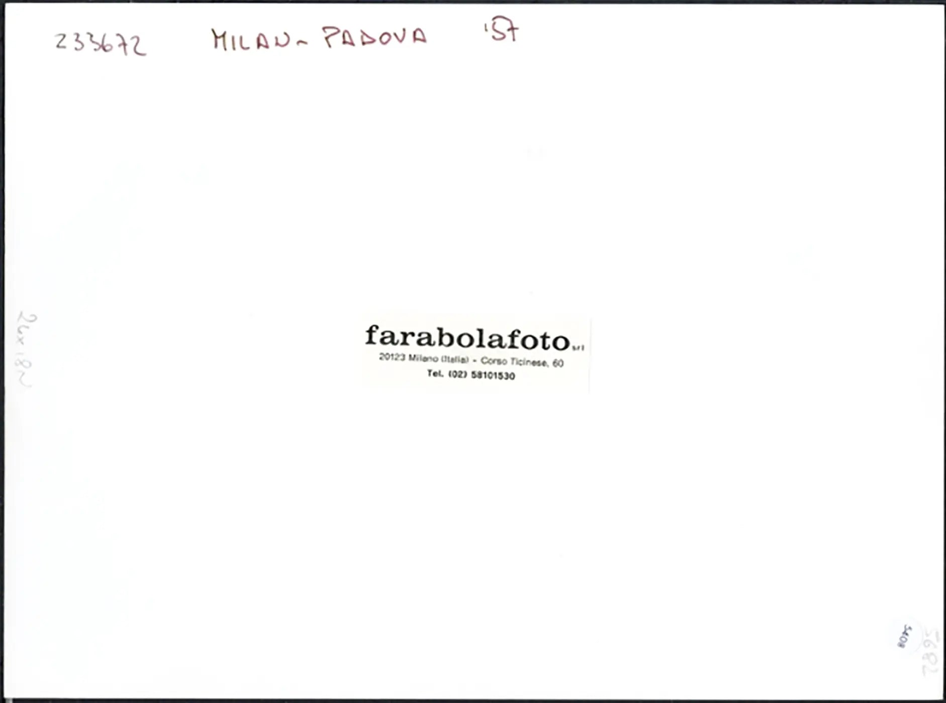 Milan vs Parma 1957 Ft 5408 - Stampa 24x18 cm - Farabola Stampa ai sali d'argento (anni 90)