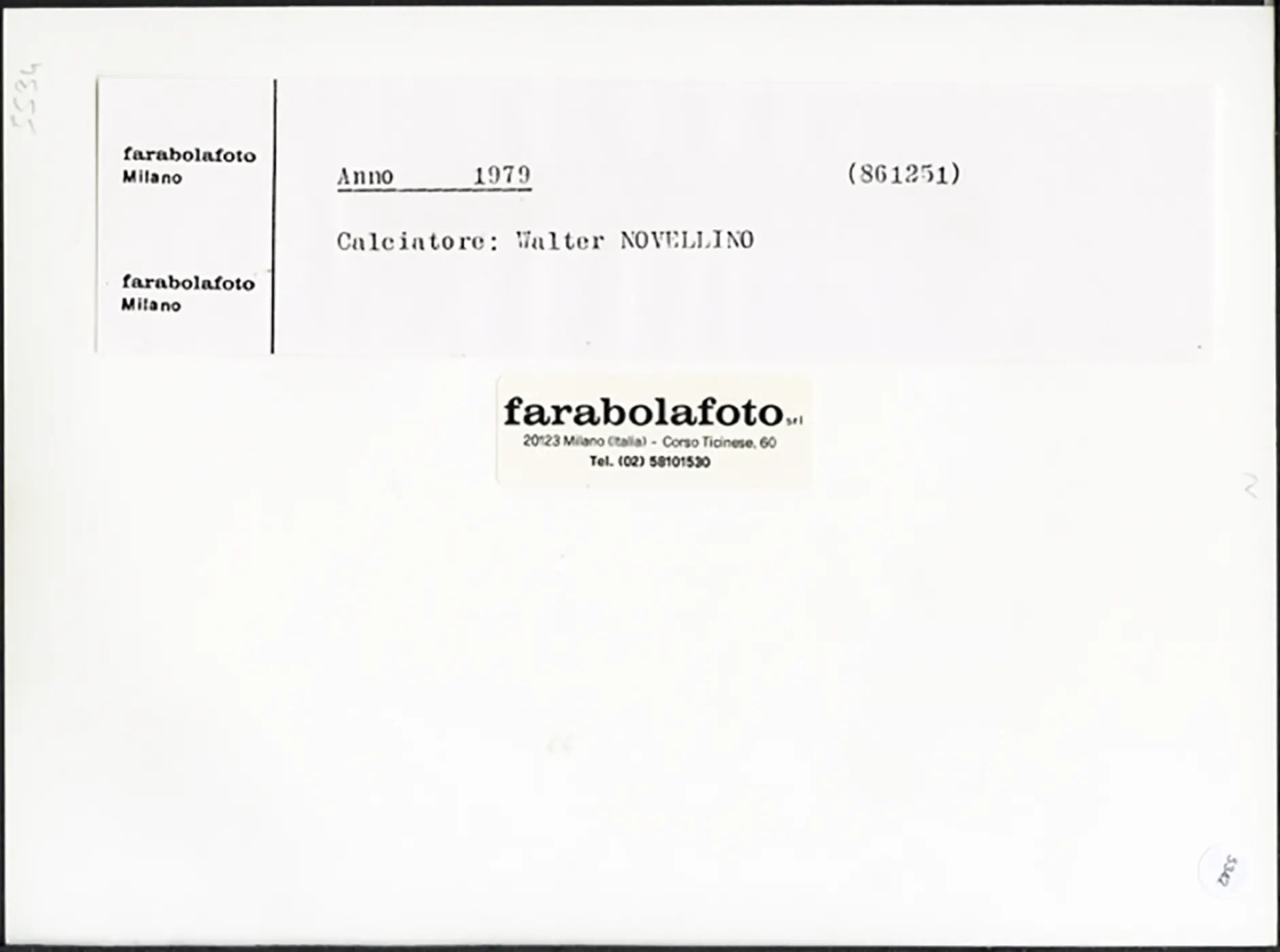 Milan Walter Novellino 1979 Ft 5342 - Stampa 24x18 cm - Farabola Stampa ai sali d'argento (anni 90)