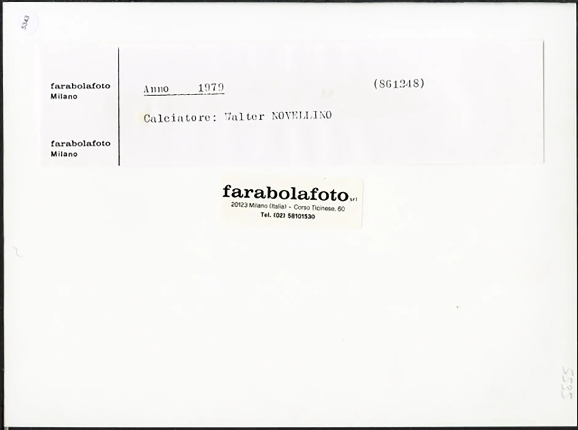 Milan Walter Novellino 1979 Ft 5343 - Stampa 24x18 cm - Farabola Stampa ai sali d'argento (anni 90)