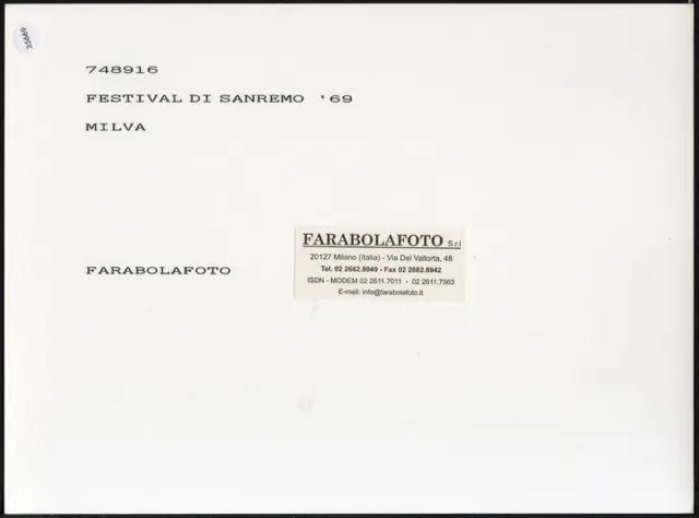 Milva Festival di Sanremo 1969 Ft 35669 - Stampa 24x18 cm - Farabola Stampa ai sali d'argento (anni 90)