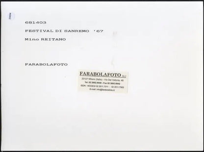 Mino Reitano Sanremo 1967 Ft 35634 - Stampa 24x18 cm - Farabola Stampa ai sali d'argento (anni 90)