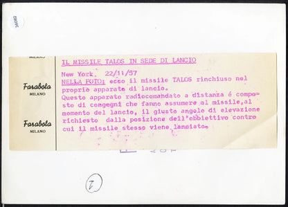 Missile talos in posizione di lancio 1957 Ft 36082 - Stampa 18x13 cm - Farabola Stampa digitale