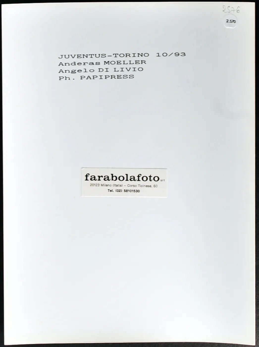 Moeller e Di Livio Juventus 1993 Ft 2570 - Stampa 24x18 cm - Farabola Stampa ai sali d'argento