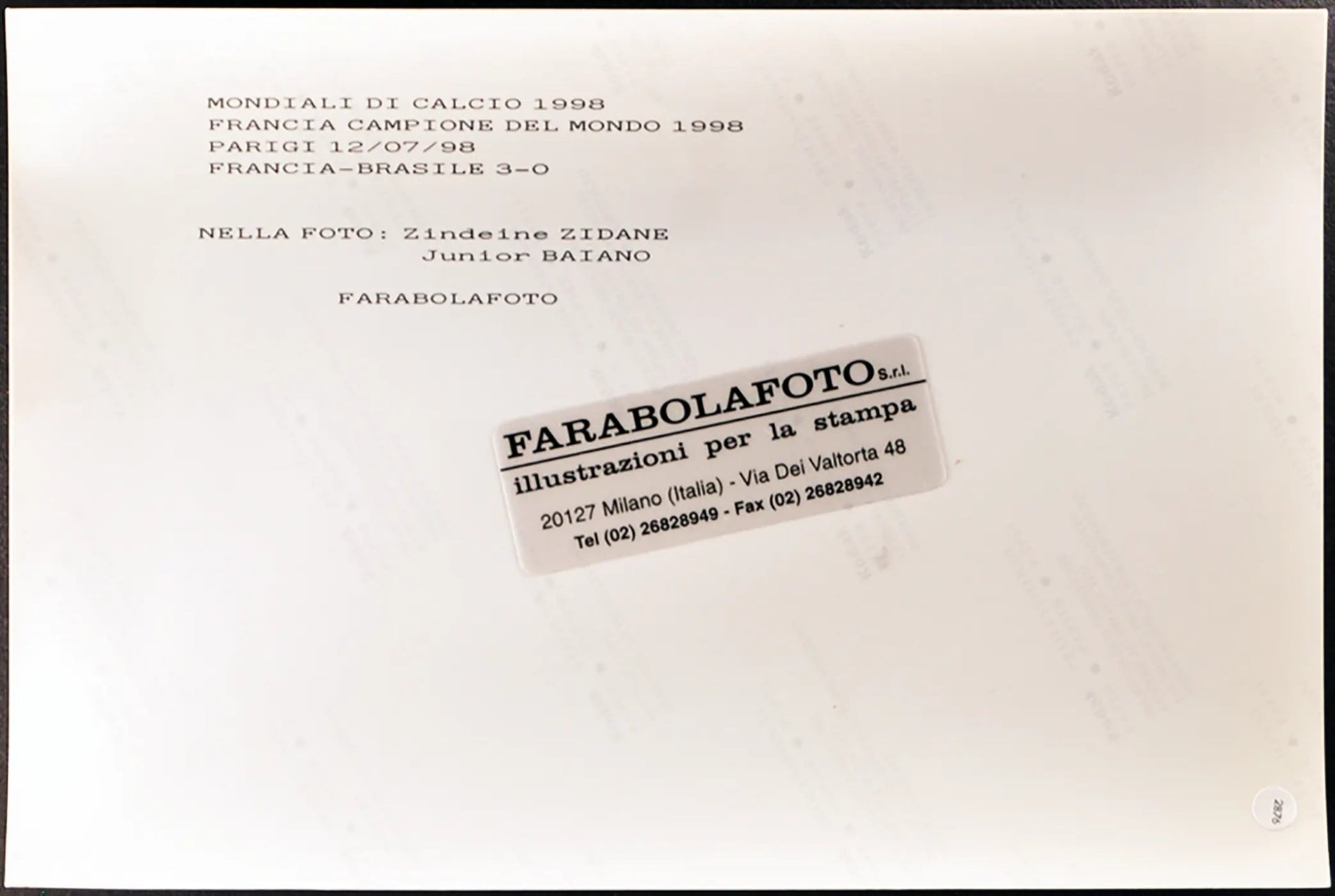 Mondiali 1998 Zidane e Baiano Ft 2876 - Stampa 20x30 cm - Farabola Stampa digitale