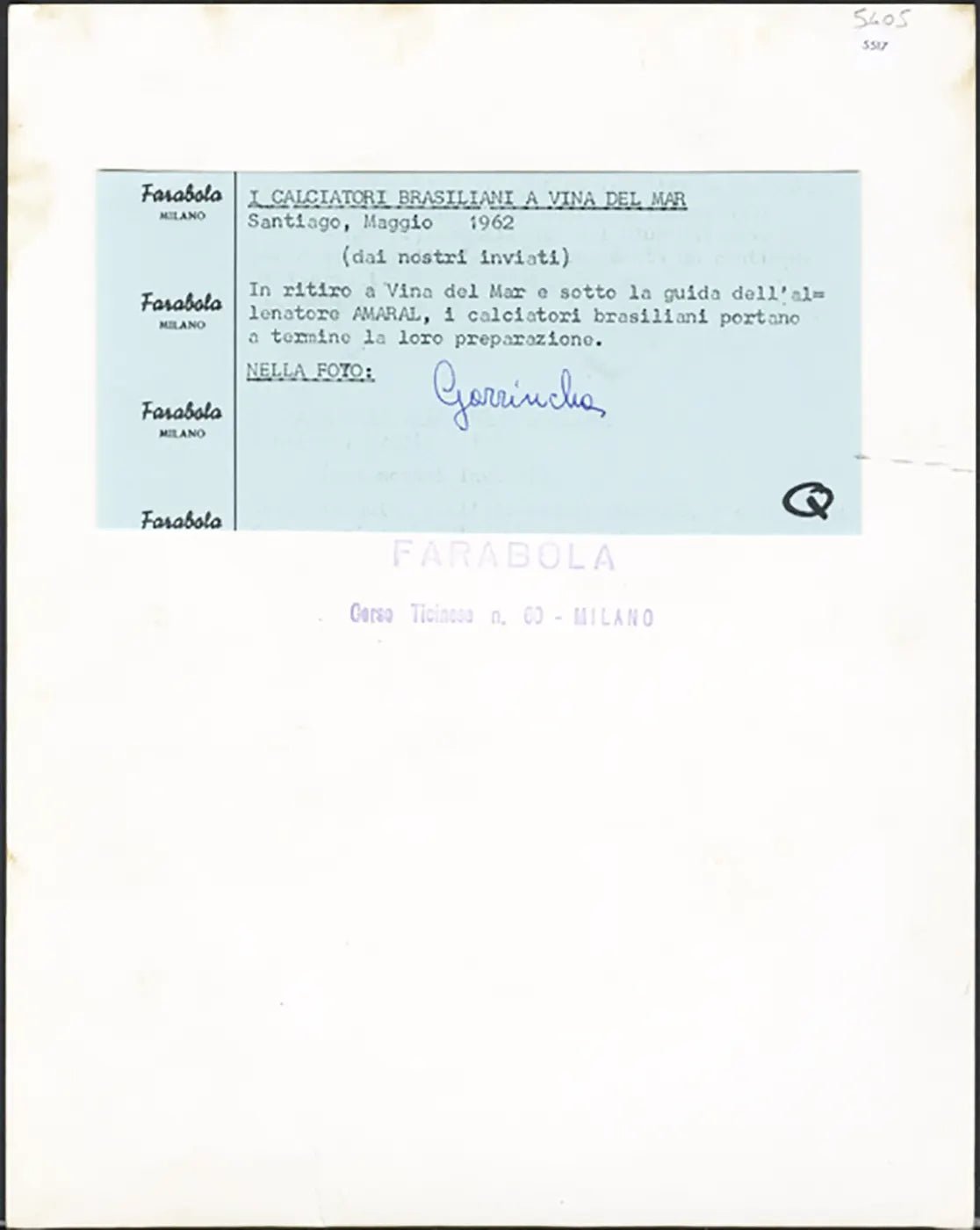 Mondiali Garrincha in Cile 1962 Ft 5517 - Stampa 21x27 cm - Farabola Stampa ai sali d'argento