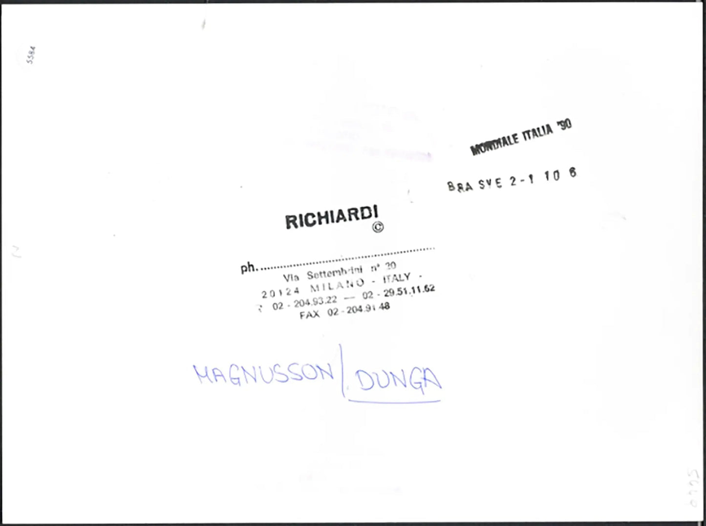 Mondiali Italia 90 Magnusson e Dunga Ft 5584 - Stampa 24x18 cm - Farabola Stampa ai sali d'argento