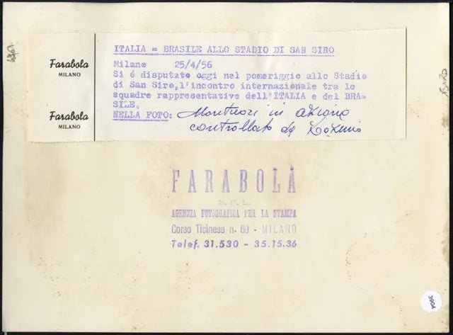 Montuori e Zozimo Italia - Brasile 1956 Ft 3904 - Stampa 18x13 cm - Farabola Stampa ai sali d'argento