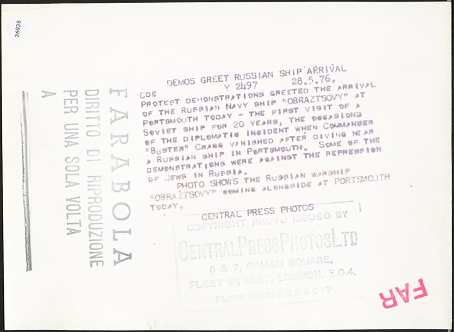 Nave da guerra russa Obraztsovy 1976 Ft 36938 - Stampa 20x15 cm - Farabola Stampa ai sali d'argento