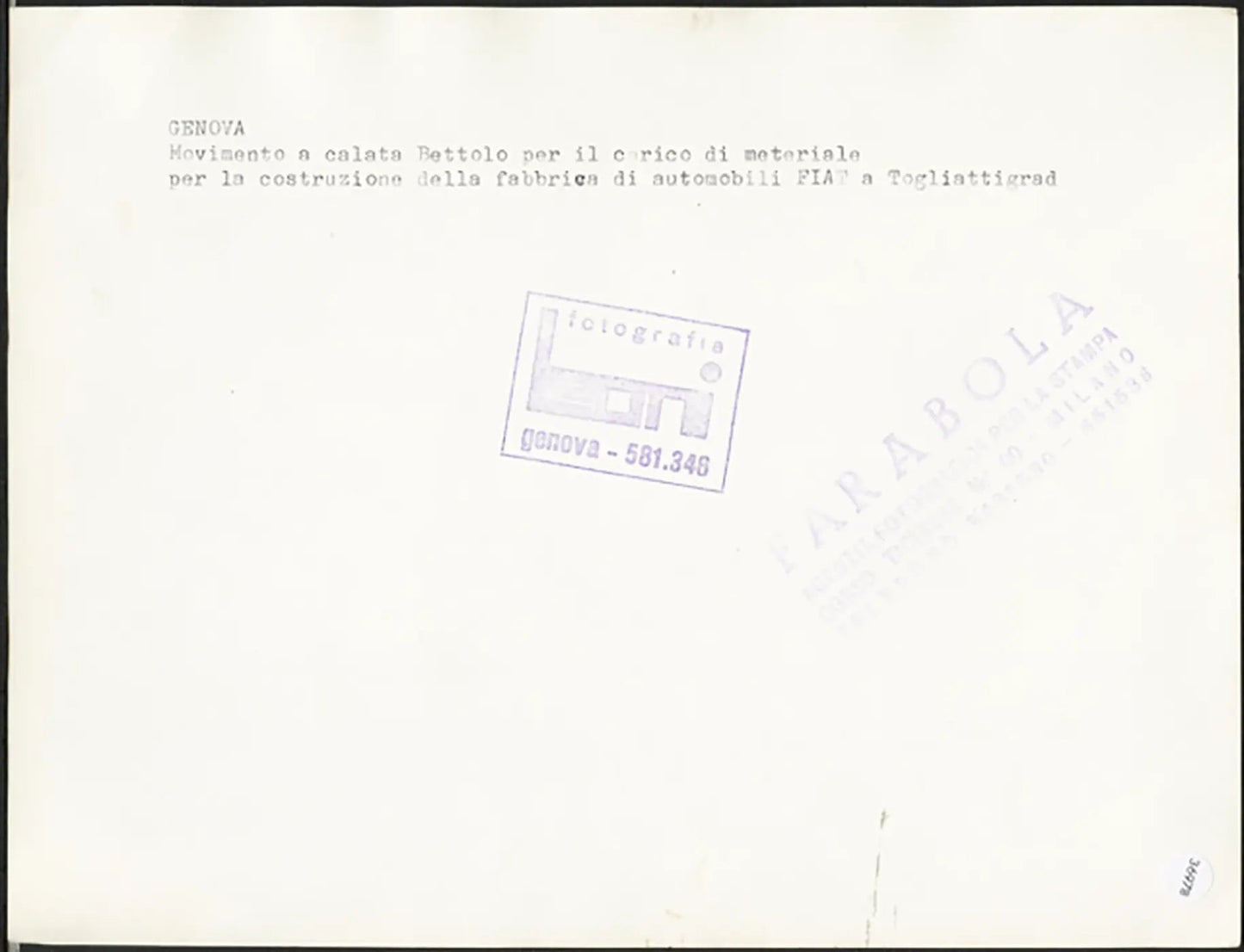 Nave russa carica materiale Fiat a Genova Ft 36978 - Stampa 24x18 cm - Farabola Stampa ai sali d'argento