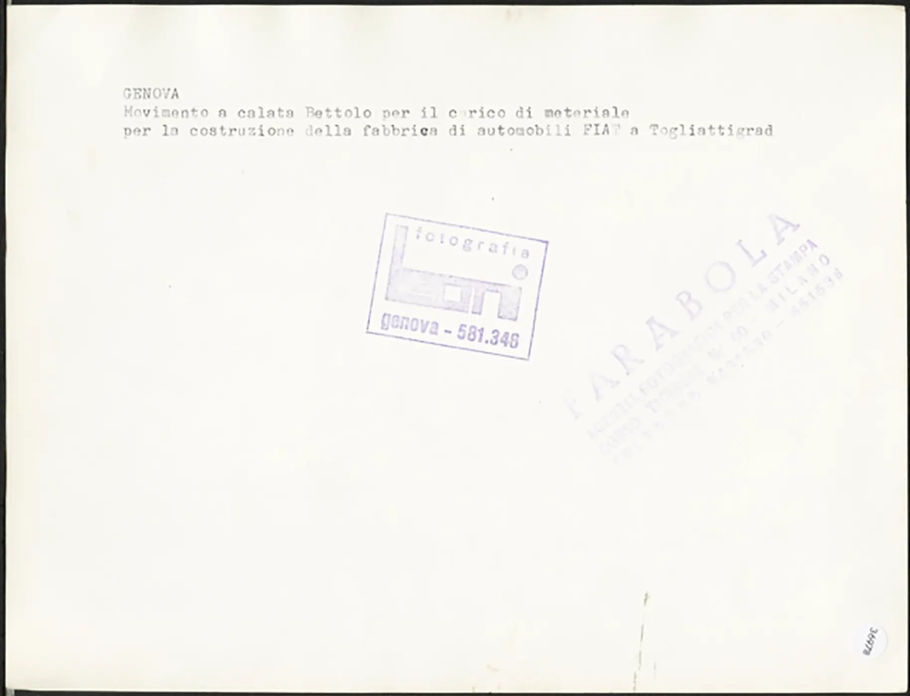 Nave russa carica materiale Fiat a Genova Ft 36978 - Stampa 24x18 cm - Farabola Stampa ai sali d'argento