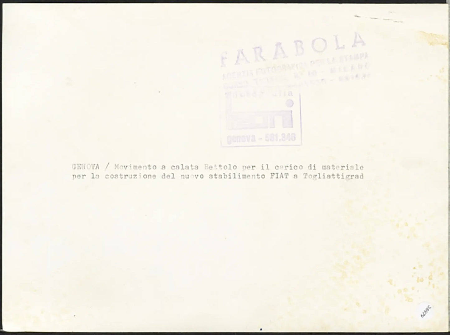 Nave russa carica materiale Fiat a Genova Ft 36979 - Stampa 24x18 cm - Farabola Stampa ai sali d'argento