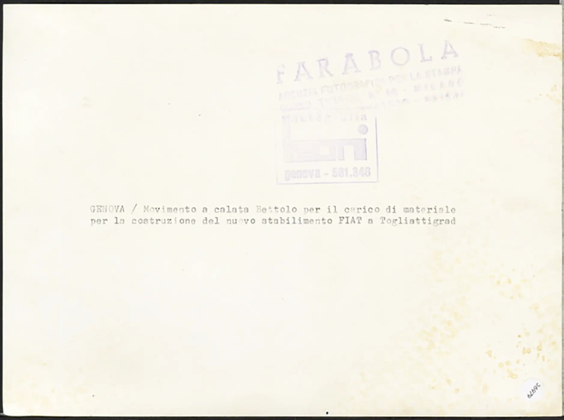 Nave russa carica materiale Fiat a Genova Ft 36979 - Stampa 24x18 cm - Farabola Stampa ai sali d'argento