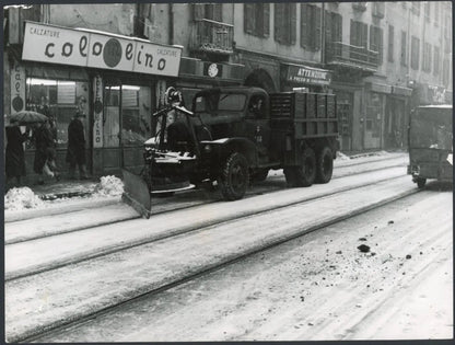 Neve a Milano anni 50 Ft 3400 - Stampa 24x18 cm - Farabola Stampa ai sali d'argento