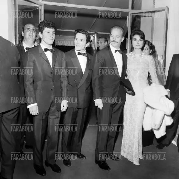 Ninetto Davoli, Pier Paolo Pasolini, Alfredo Bini e Rosanna Schiaffino, festival di Cannes, 1966 - Farabola Immagine digitale