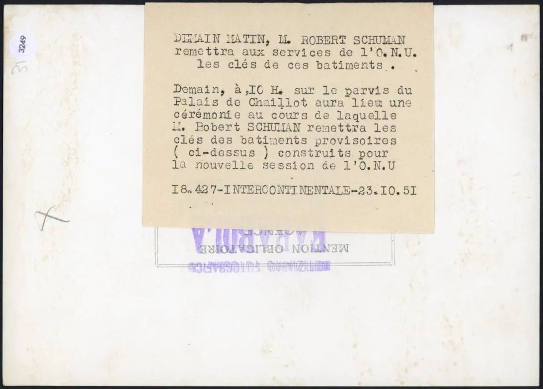 Nuova sede Onu a Parigi 1951 Ft 3249 - Stampa 18x13 cm - Farabola Stampa ai sali d'argento