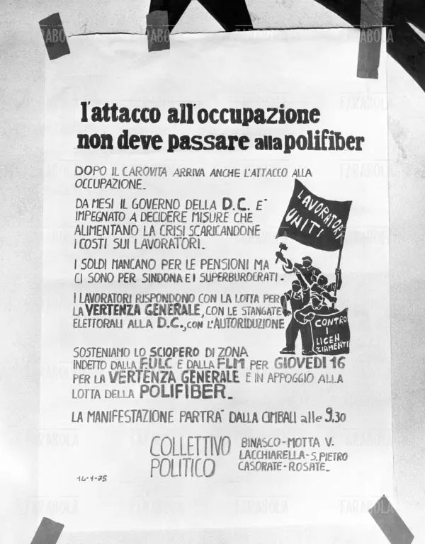 Occupazione della Polifiber da parte degli operai, Milano, 1975 - Farabola Immagine digitale