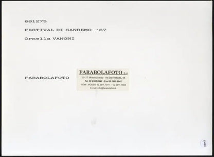 Ornella Vanoni Sanremo 1967 Ft 35645 - Stampa 24x18 cm - Farabola Stampa ai sali d'argento (anni 90)