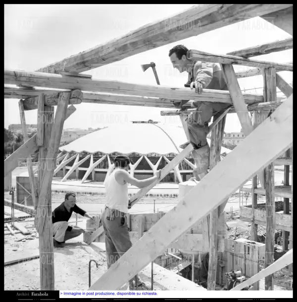 Palazzetto dello Sport in costruzione, Roma, 1959 - Farabola Immagine digitale