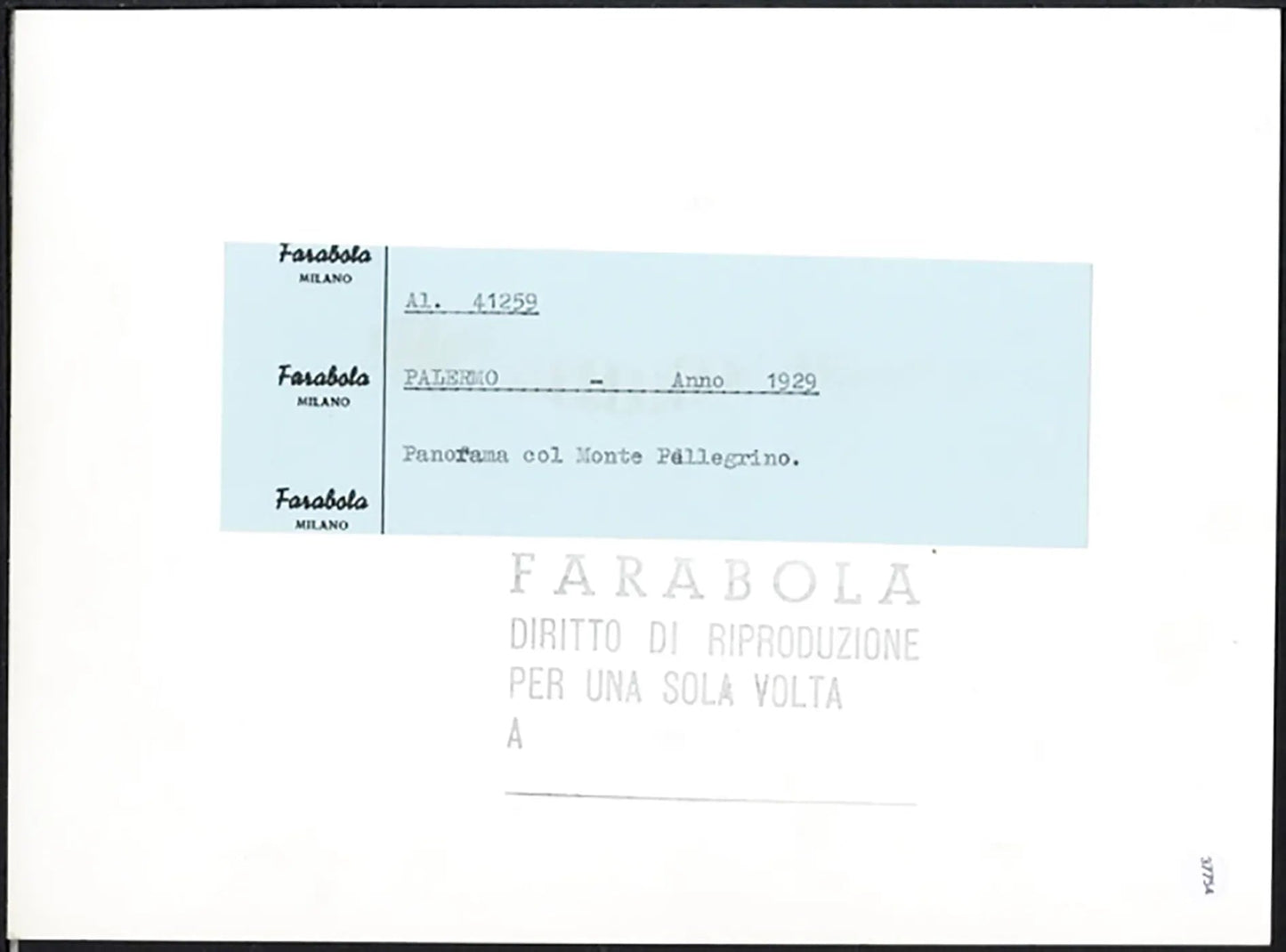Panorama di Palermo 1929 Ft 37754 - Stampa 24x18 cm - Farabola Stampa ai sali d'argento (anni 90)