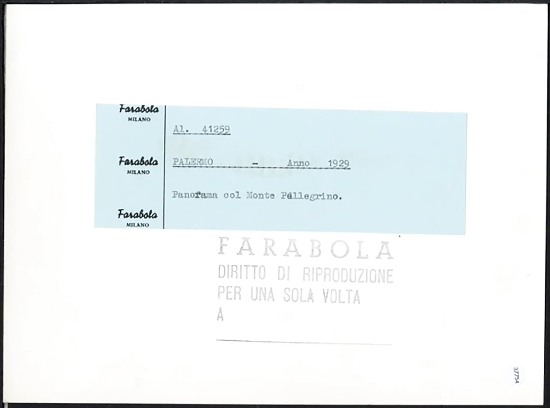Panorama di Palermo 1929 Ft 37754 - Stampa 24x18 cm - Farabola Stampa ai sali d'argento (anni 90)