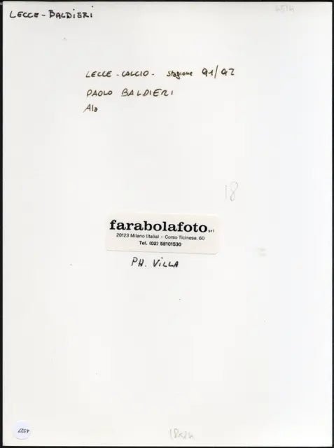 Paolo Baldieri Lecce 1991 - 1992 Ft 4527 - Stampa 24x18 cm - Farabola Stampa ai sali d'argento