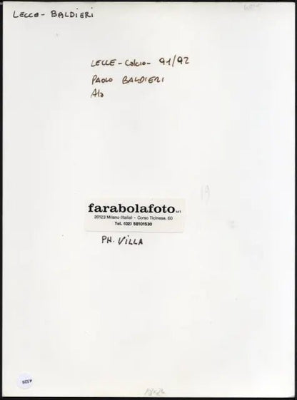 Paolo Baldieri Lecce 1991 - 1992 Ft 4528 - Stampa 24x18 cm - Farabola Stampa ai sali d'argento