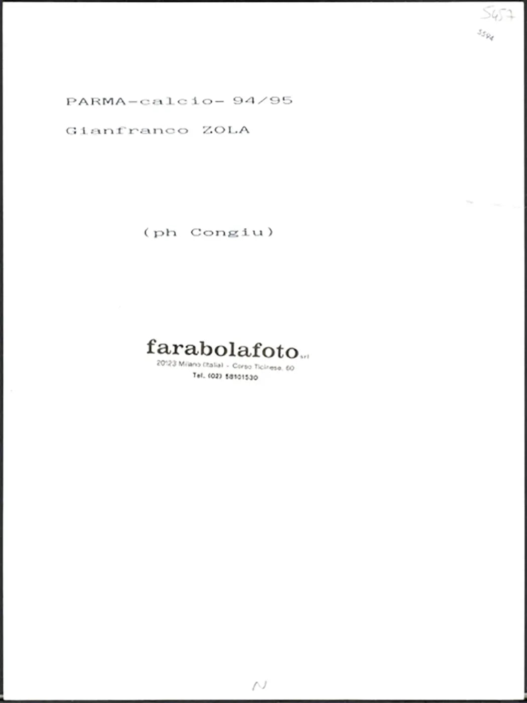 Parma Gianfranco Zola 1994 - 1995 Ft 5594 - Stampa 24x18 cm - Farabola Stampa ai sali d'argento