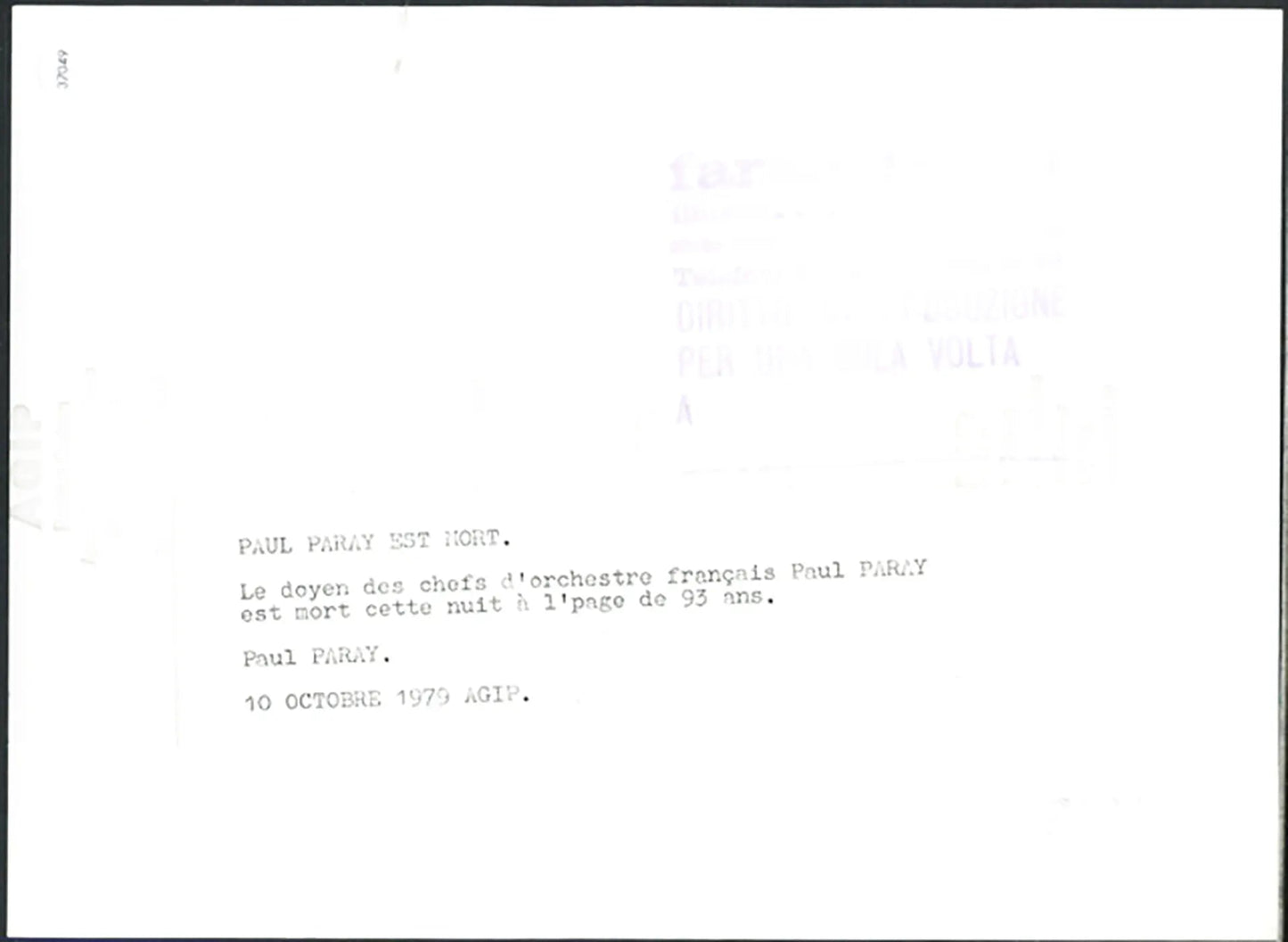 Paul Paray 1978 Ft 37049 - Stampa 24x18 cm - Farabola Stampa ai sali d'argento