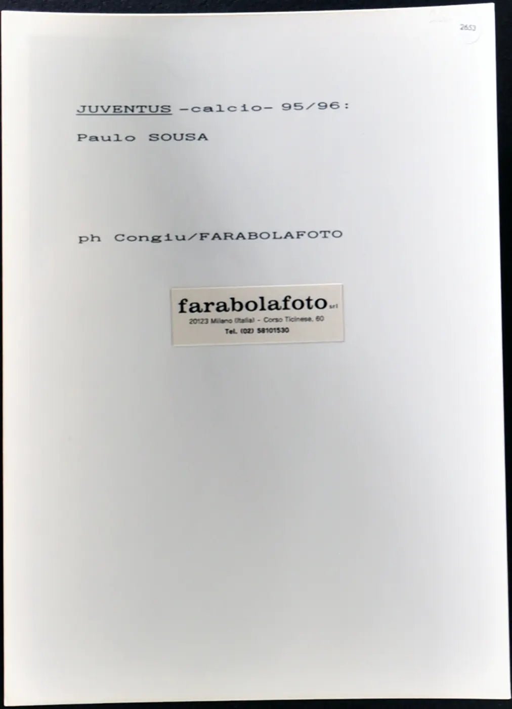 Paulo Sousa Juventus 1995-1996 Ft 2653 - Stampa 24x18 cm - Farabola Stampa ai sali d'argento