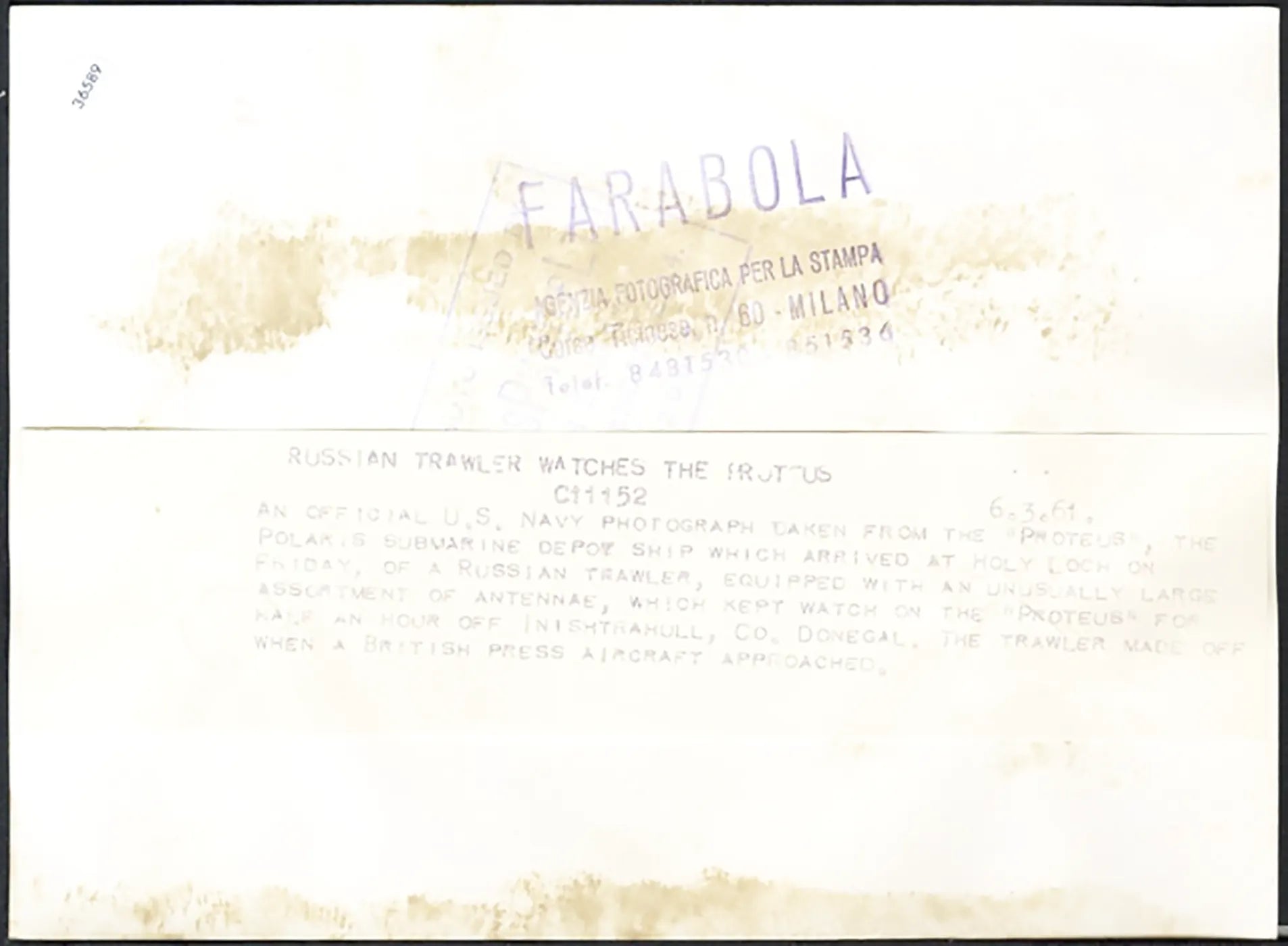 Peschereccio sovietico con antenne 1961 Ft 36589 - Stampa 20x12 cm - Farabola Stampa ai sali d'argento