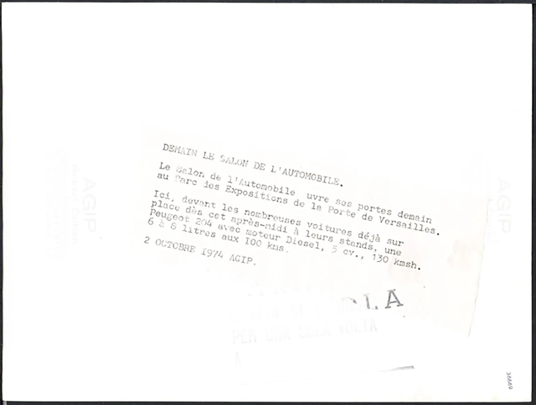 Peugeot 204 Salone Auto Parigi 1974 Ft 36669 - Stampa 24x18 cm - Farabola Stampa ai sali d'argento