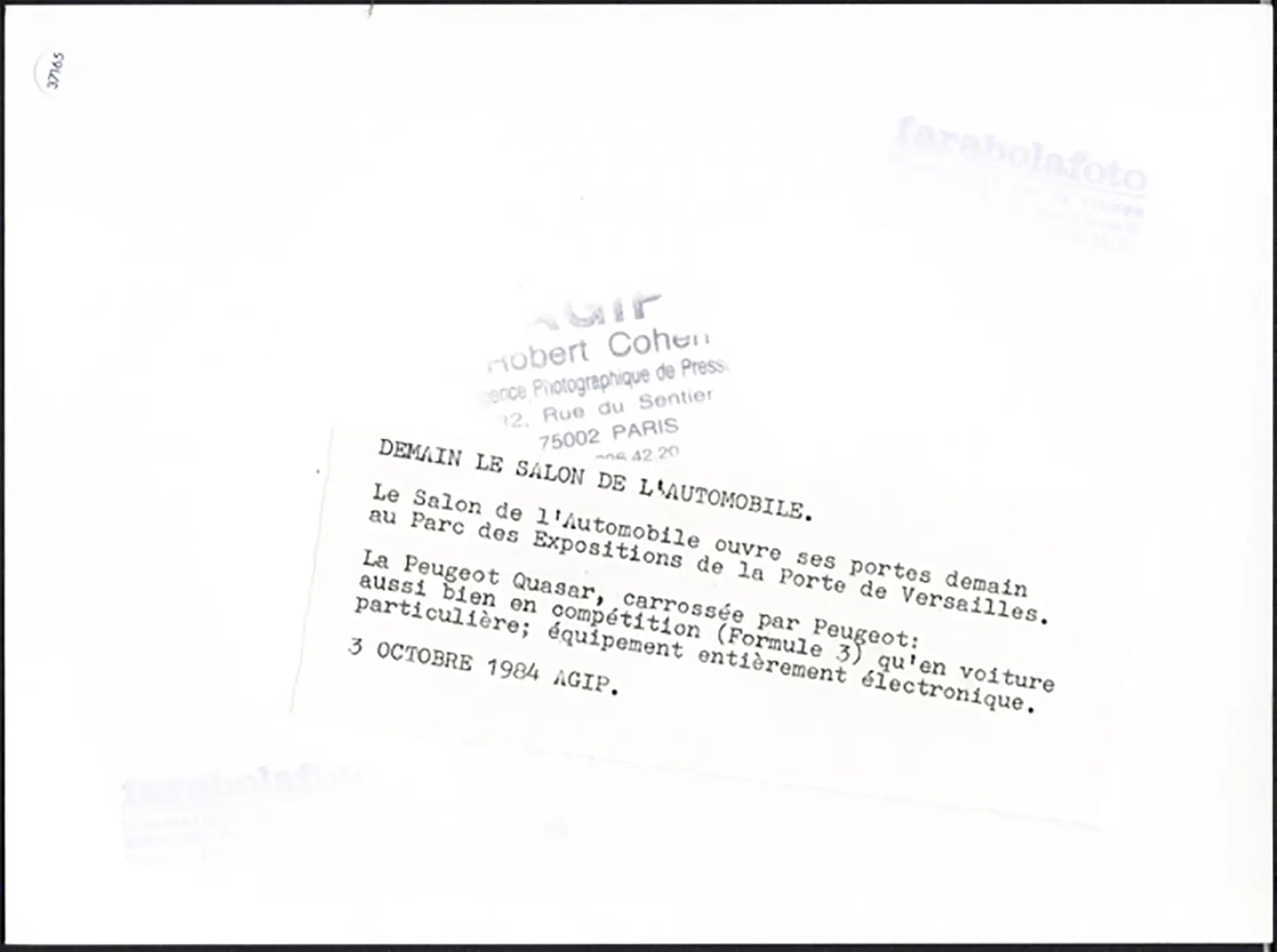 Peugeot Quasar Salone Auto Parigi 1984 Ft 37165 - Stampa 24x18 cm - Farabola Stampa ai sali d'argento