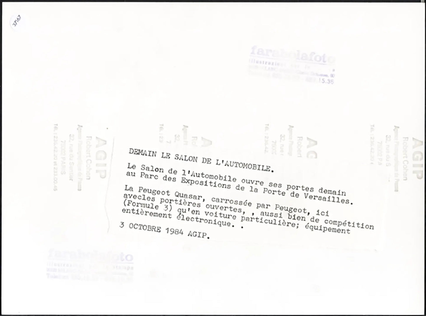 Peugeot Quasar Salone Auto Parigi 1984 Ft 37167 - Stampa 24x18 cm - Farabola Stampa ai sali d'argento