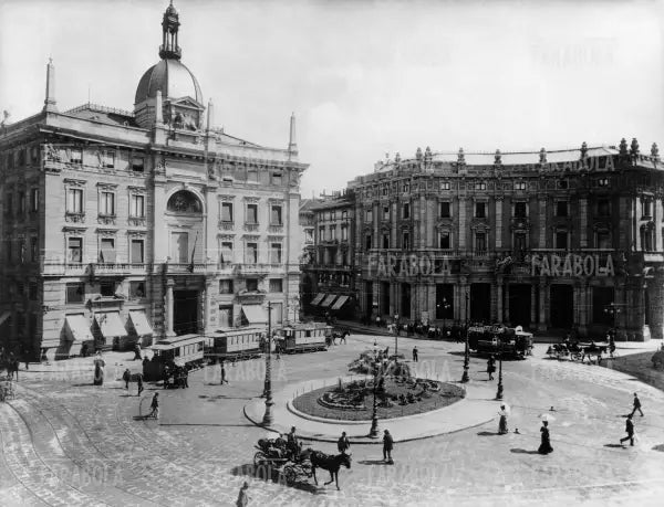 Piazza Cordusio, Milano, 1908 - Farabola Immagine digitale