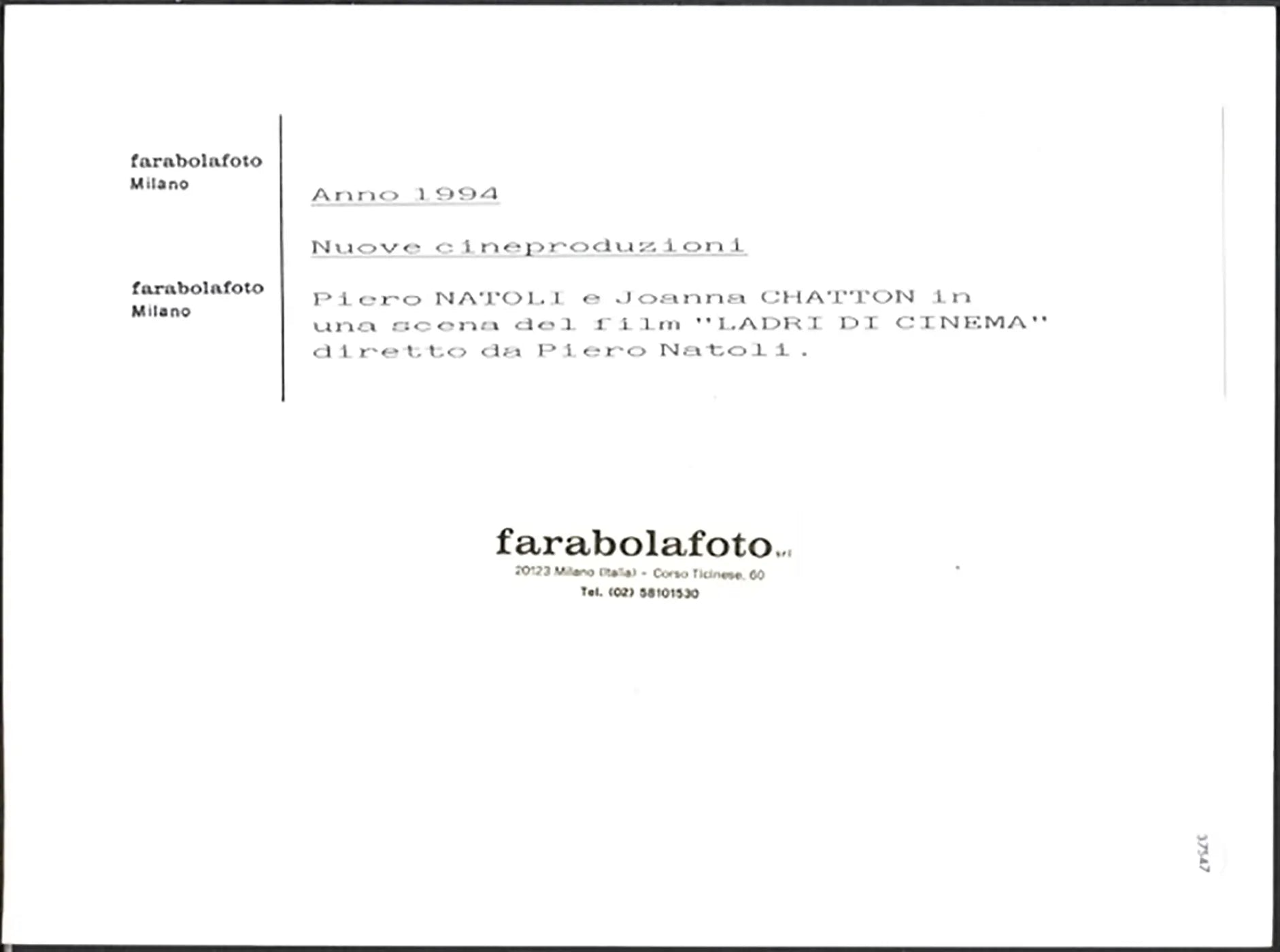 Piero Natoli e Joanna Chatton 1994 Ft 37547 - Stampa 24x18 cm - Farabola Stampa ai sali d'argento