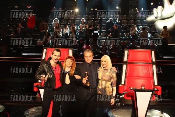Piero Pelù, Raffaella Carrà e Noemi, conferenza stampa The Voice of Italy, 2014 - Farabola Immagine digitale