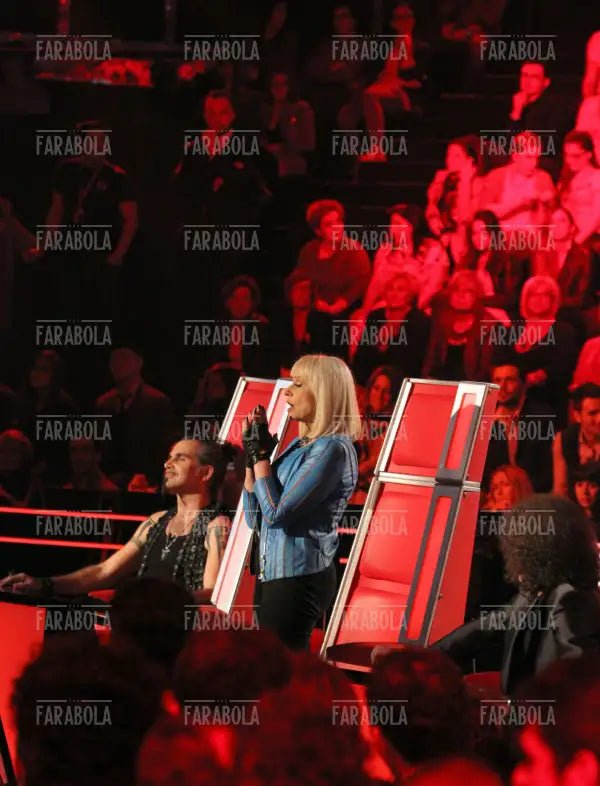 Piero Pelù, Raffaella Carrà e Riccardo Cocciante, The Voice of Italy, 2013 - Farabola Immagine digitale