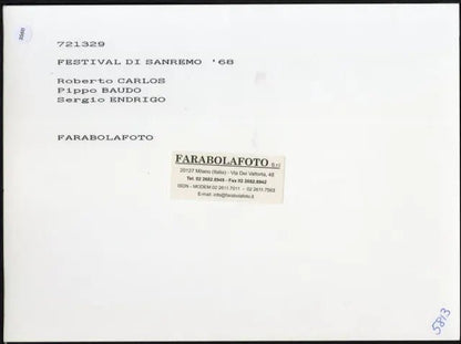 Pippo Baudo Sanremo 1968 Ft 35611 - Stampa 24x18 cm - Farabola Stampa ai sali d'argento (anni 90)