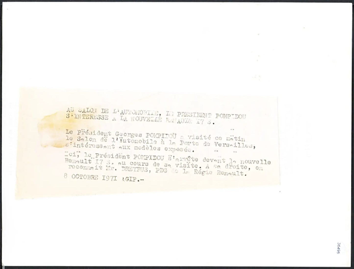 Pompidou al Salone Auto Parigi 1971 Ft 36496 - Stampa 24x18 cm - Farabola Stampa ai sali d'argento