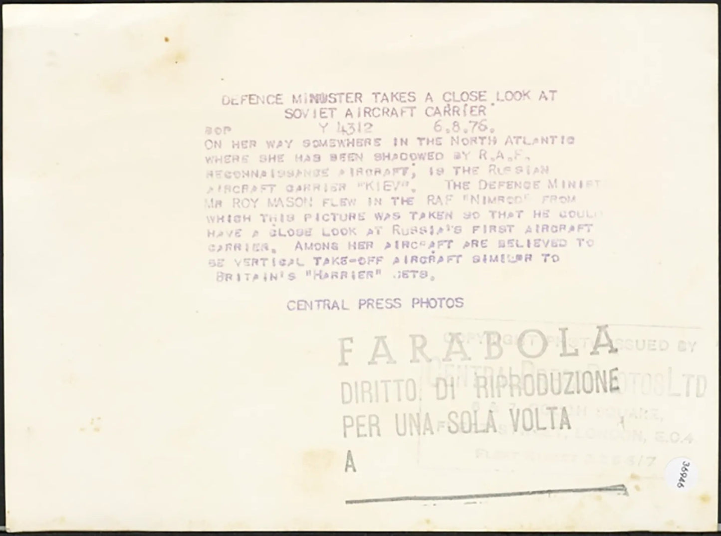 Portaerei sovietica Kiev 1976 Ft 36946 - Stampa 20x15 cm - Farabola Stampa ai sali d'argento