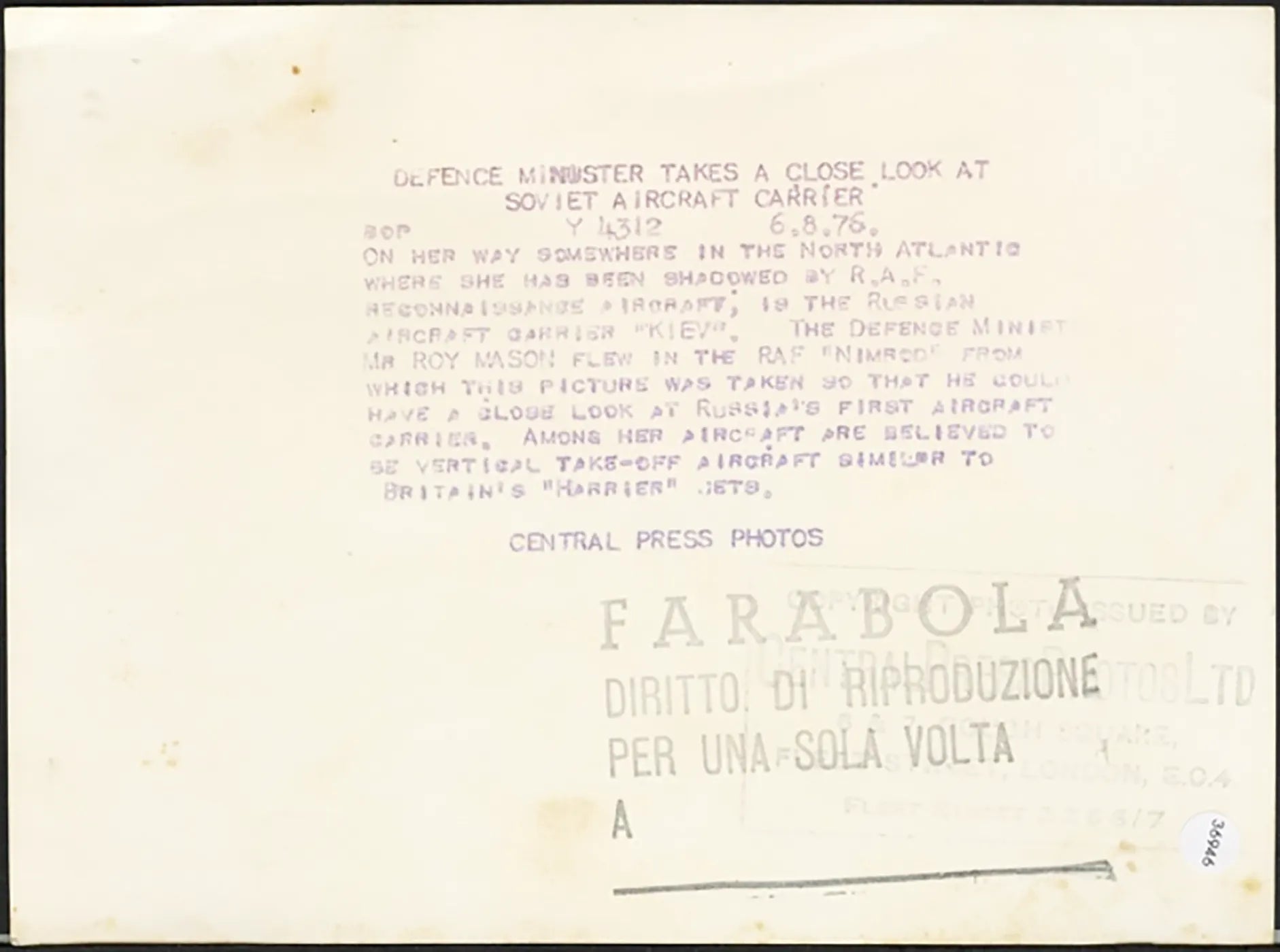 Portaerei sovietica Kiev 1976 Ft 36946 - Stampa 20x15 cm - Farabola Stampa ai sali d'argento