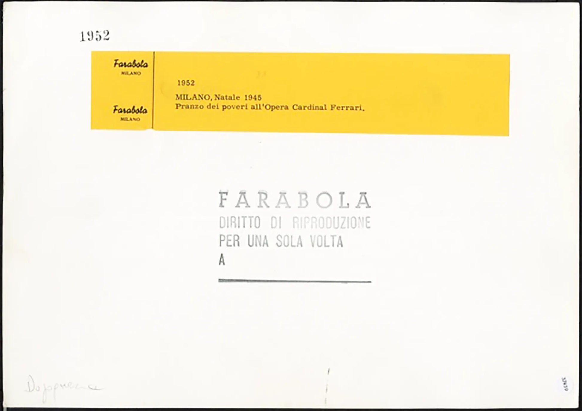 Pranzo dei poveri a Milano 1945 Ft 37459 - Stampa 22x30 cm - Farabola Stampa ai sali d'argento