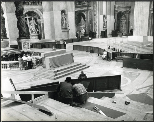 Preparativi per il Concilio Vaticano 1962 Ft 4833 - Stampa 21x27 cm - Farabola Stampa ai sali d'argento