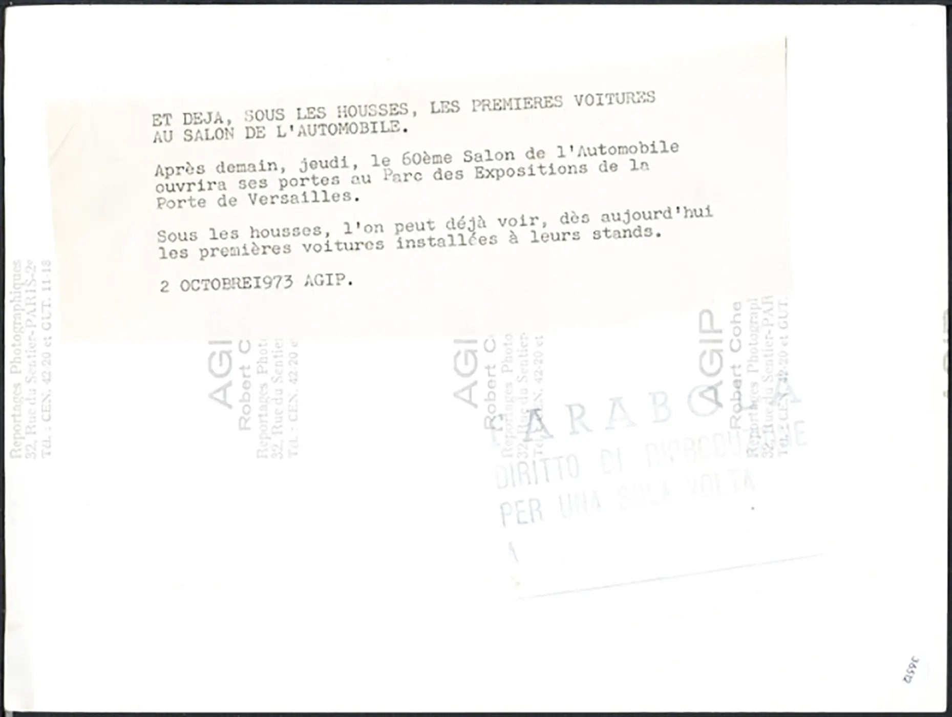 Preparativi Salone Auto Parigi 1973 Ft 36512 - Stampa 24x18 cm - Farabola Stampa ai sali d'argento